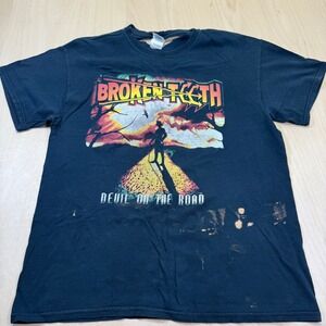 Broken‎ Teeth Devil on the Road Band T Shirt Mens Size L Black Graphic Tee
